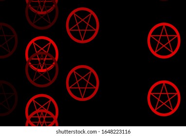 Dark Orange vector backdrop with mystery symbols. Colorful mystic symbols with a gradient in ancient style. Simple design for occult depiction.