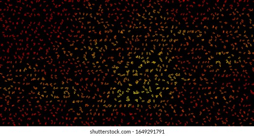 Dark Orange vector backdrop with mystery symbols. Colorful vintage illustration with gradient alchemy shapes. Design for magic, spiritual events.