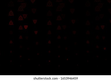 Dark Orange vector backdrop with mystery symbols. Abstract illustration with gothic gradient shapes. Simple base for your occult design.