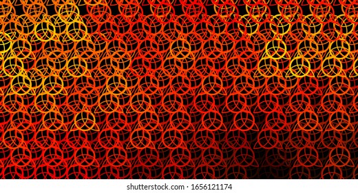 Dark Orange vector backdrop with mystery symbols. Abstract illustration with gothic gradient shapes. Design for magic, spiritual events.