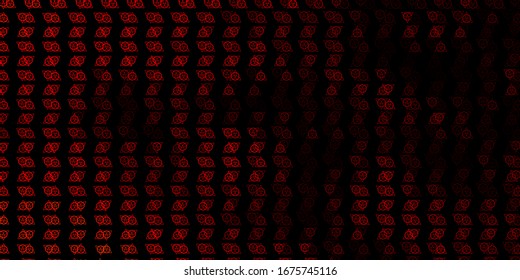 Dark Orange vector backdrop with mystery symbols. Abstract illustration with gothic gradient shapes. Background for esoteric, mystic designs.