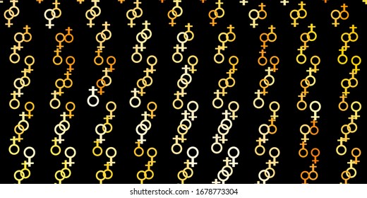 Dark Orange vector backdrop with mystery symbols. Colorful mystic symbols with a gradient in ancient style. Simple design for occult depiction.