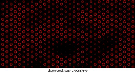 Dark Orange vector backdrop with mystery symbols. Colorful vintage illustration with gradient alchemy shapes. Best design halloween events.