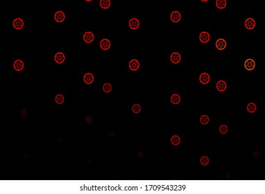 Dark Orange vector backdrop with mystery symbols. Abstract illustration with gothic gradient shapes. Simple design for occult depiction.