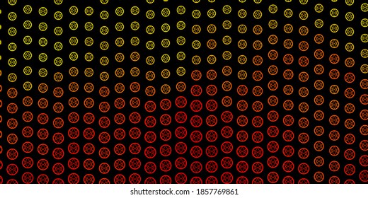 Dark Orange vector backdrop with mystery symbols. Retro design in abstract style with witchcraft forms. Background for esoteric, mystic designs.