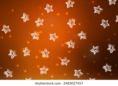 Dark Orange vector backdrop with small and big stars. Glitter abstract illustration with colored stars. Pattern for astronomy websites.