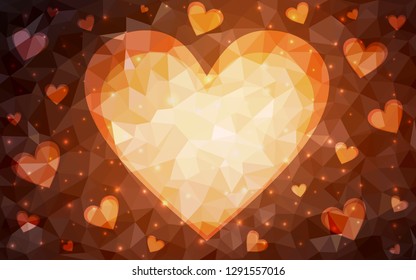 Dark Orange vector  backdrop with sweet hearts. Illustration with hearts in love concept for valentine's day. Design for ad, poster, banner of Valentine Day.