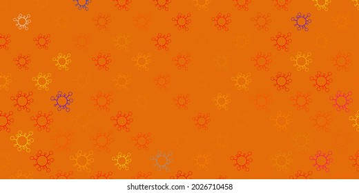 Dark orange vector backdrop with virus symbols. Smart illustration with covid signs in decorative style. Best design for quarantine events.