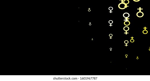 Dark Orange vector backdrop with woman's power symbols. Colorful feminism symbols with a gradient in modern style. Best design to show the power of women.