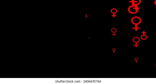 Dark Orange vector backdrop with woman's power symbols. Colorful feminism symbols with a gradient in modern style. Background for International Women’s Day.