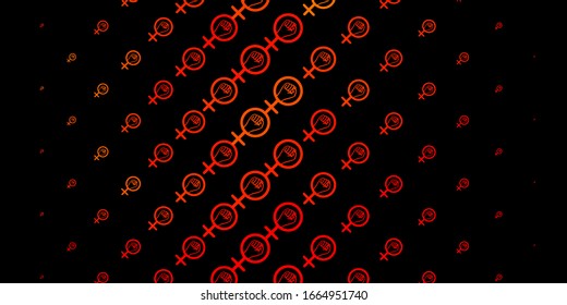 Dark Orange vector backdrop with woman's power symbols. Simple design in abstract style with women’s rights activism. Background for International Women’s Day.
