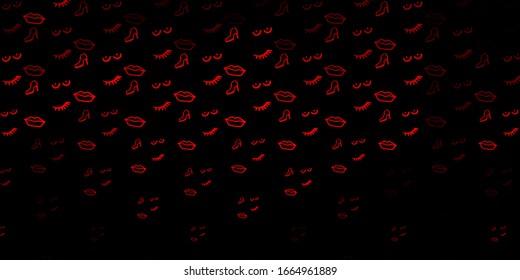 Dark Orange vector backdrop with woman's power symbols. Illustration with signs of women's strength and power. Design for International Women’s Day.