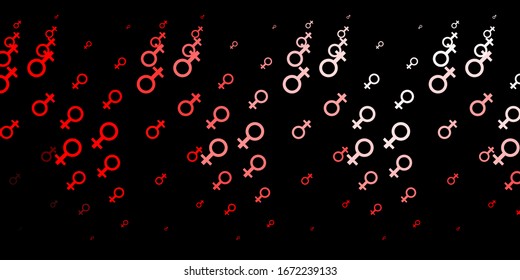 Dark Orange vector backdrop with woman's power symbols. Simple design in abstract style with women’s rights activism. Elegant design for wallpapers.