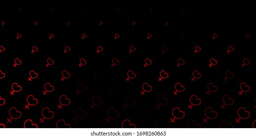 Dark Orange vector backdrop with woman's power symbols. Colorful illustration with gradient feminism shapes. Elegant design for wallpapers.