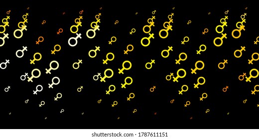 Dark Orange vector backdrop with woman's power symbols. Simple design in abstract style with women’s rights activism. Best design to show the power of women.