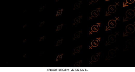 Dark Orange vector backdrop with woman's power symbols. Colorful feminism symbols with a gradient in modern style. Simple design for your web site.