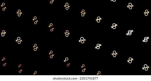 Dark Orange vector backdrop with woman's power symbols. Colorful illustration with gradient feminism shapes. Design for International Women’s Day.