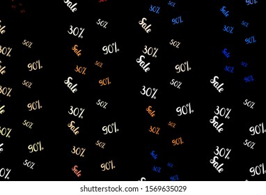 Dark Orange vector background with 30, 50, 90 % signs of sales. Illustration with signs of sales on abstract template. Pattern for ads, posters, banners of sales.