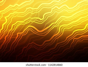 Dark Orange vector background with abstract lines. Colorful abstract illustration with gradient lines. The elegant pattern for brand book.