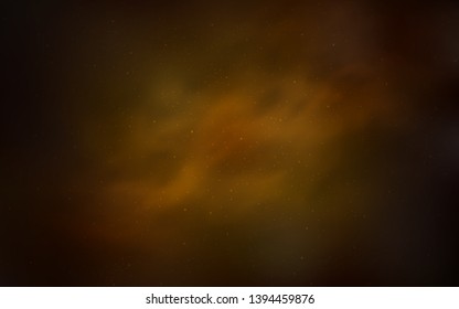 Dark Orange vector background with astronomical stars. Glitter abstract illustration with colorful cosmic stars. Pattern for futuristic ad, booklets.