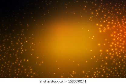 Dark Orange vector background with astronomical stars. Space stars on blurred abstract background with gradient. Smart design for your business advert.