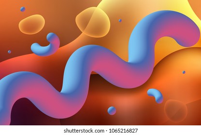 Dark Orange vector background with bent ribbons. A sample with blurred bubble shapes. The elegant pattern for brand book.