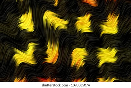 Dark Orange vector background with bent ribbons. Shining illustration, which consist of blurred lines, circles. Brand-new design for your ads, poster, banner.