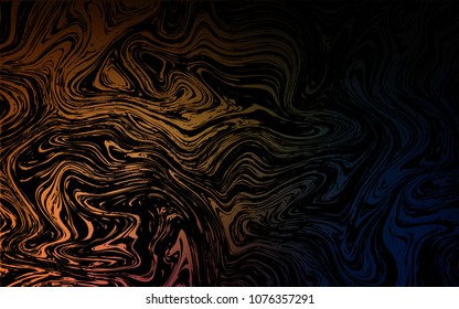 Dark Orange vector background with bent ribbons. Creative illustration in halftone marble style with gradient. Pattern for your business design.
