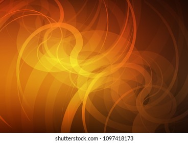 Dark Orange vector background with bent ribbons. Shining illustration, which consist of blurred lines, circles. Marble design for your web site.