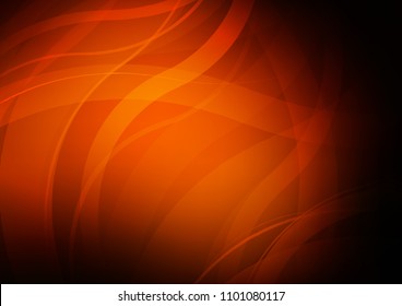 Dark Orange vector background with bent ribbons. Shining illustration, which consist of blurred lines, circles. New composition for your brand book.