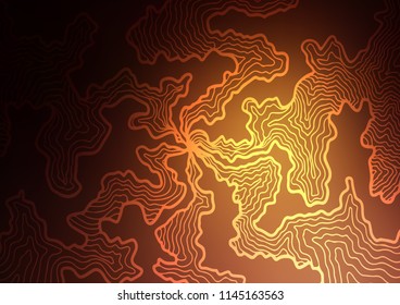 Dark Orange vector background with bent ribbons. Blurred geometric sample with gradient bubbles.  Marble style for your business design.