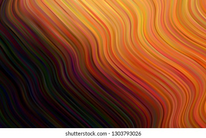 Dark Orange vector background with bent lines. Glitter abstract illustration with wry lines. Textured wave pattern for backgrounds.