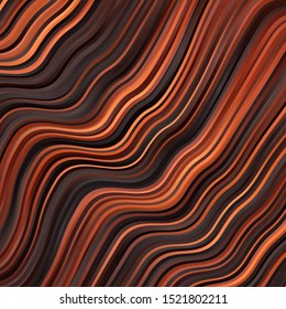 Dark Orange vector background with bent lines. 