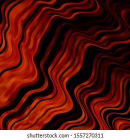 Dark Orange vector background with bent lines. Colorful illustration, which consists of curves. Best design for your ad, poster, banner.