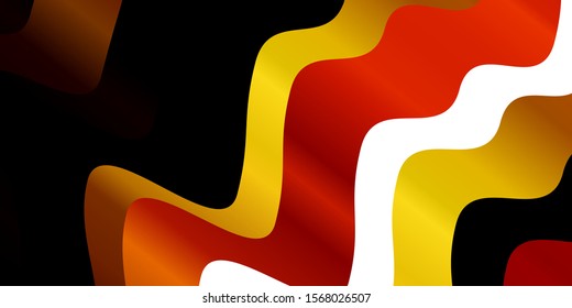 Dark Orange vector background with bent lines. Colorful abstract illustration with gradient curves. Template for your UI design.