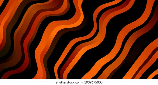 Dark Orange vector background with bent lines. Illustration in halftone style with gradient curves. Design for your business promotion.
