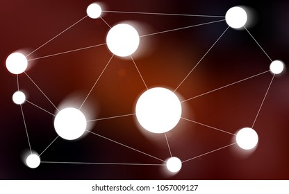 Dark Orange vector background with bubbles, lines. Abstract illustration with colorful discs and triangles. Beautiful design for your business advert.