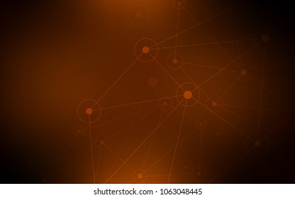 Dark Orange vector background with bubbles, lines. Decorative design in abstract style with triangle structure. Beautiful design for your business advert.