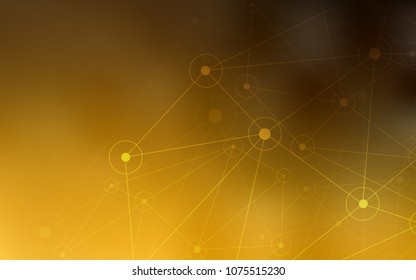 Dark Orange vector background with bubbles, lines. Modern abstract colorful illustration with spheres and lines. New design for ad, poster, banner of your website.