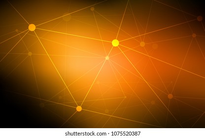 Dark Orange vector background with bubbles, lines. Modern abstract colorful illustration with spheres and lines. Pattern can be used as texture of wallpapers.