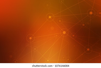 Dark Orange vector background with bubbles, lines. Decorative design in abstract style with triangle structure. Completely new template for your brand book.