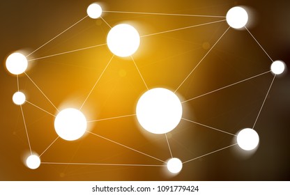Dark Orange vector background with bubbles, lines. Illustration with set of colorful abstract circles and lines. Pattern can be used for ads, leaflets.