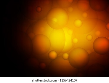 Dark Orange vector background with bubbles. Illustration with set of shining colorful abstract circles. Pattern can be used as texture of water, rain drops.