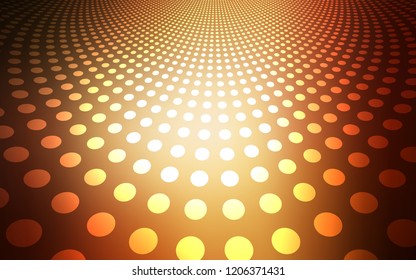 Dark Orange vector background with bubbles. Glitter abstract illustration with blurred drops of rain. Pattern can be used for futuristic ad, booklets.