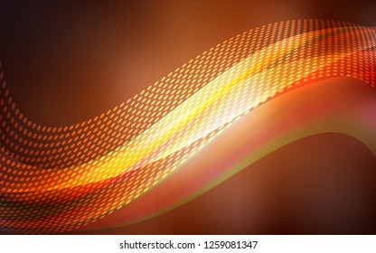 Dark Orange vector background with bubbles, lines. Abstract illustration with colorful discs and triangles. Pattern for beautiful websites.