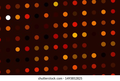 Dark Orange vector background with bubbles. Illustration with set of shining colorful abstract circles. Design for business adverts.
