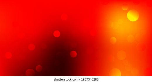Dark orange vector background with bubbles. Colorful illustration with gradient dots in nature style. Design for posters, banners.