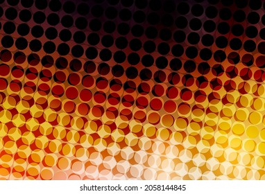Dark Orange vector background with bubbles. Blurred bubbles on abstract background with colorful gradient. Design for poster, banner of websites.