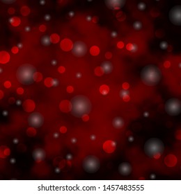 Dark Orange vector background with circles, stars. Abstract design in gradient style with bubbles, stars. Pattern for websites.