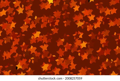 Dark Orange vector background with colored stars. Decorative shining illustration with stars on abstract template. Pattern for astrology websites.